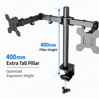 Soporte de Escritorio para Dos Monitores, Ajustable en Altura, con Movimiento Completo, Inclinación y Giro, para Pantallas de Oficina de 17-32 Pulgadas