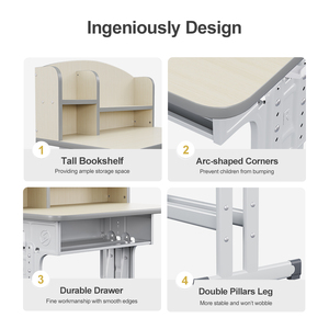 Trẻ Em Bằng Gỗ Viết Bảng Nghiên Cứu Nhà Đồ Nội Thất Chiều Cao Có Thể Điều Chỉnh Sinh Viên Bàn Và Ghế Đặt Cho Trẻ Em Với Kệ Sách Ngăn Kéo - Product Image 5