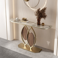 Console d'entrée semi-circulaire murale multifonctionnelle en métal, style italien, luxe léger et minimaliste pour salon