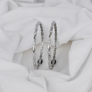 Ensembles de bijoux fins pour femmes en argent sterling poli, style classique, bracelets avec accents de cristaux étincelants, fabriqués en Inde - Product Image 3