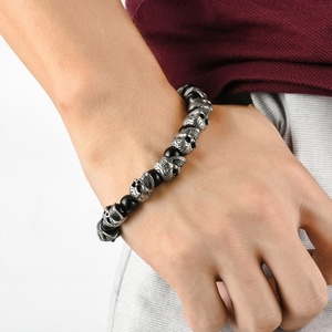 Pulsera de Calavera con Cuentas de Acero Inoxidable, Diseño Nuevo 2024, Venta al Por Mayor, Personalizable - Product Image 5