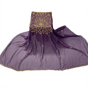 Muslim Women Hijab Stone Embroidered <b>Chiffon</b> Dupatta Garbasar <b>Scarf</b> Floral Solid Winter Daily Wear Accessory Breathable - Product Image 6