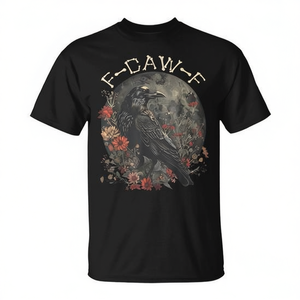 F Caw F Raven Bird T-shirt graphique noir unisexe pour adulte, col rond, manches courtes, impression numérique - Product Image 2