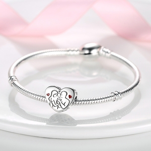 Ciondolo a Cuore in Argento con Fiori, Portafortuna per la Casa e la Famiglia, Regalo per la <span class=keywords><strong>Festa</strong></span> <span class=keywords><strong>della</strong></span> <span class=keywords><strong>Mamma</strong></span>, <span class=keywords><strong>Charm</strong></span> Pendente per Bracciale - Product Image 6