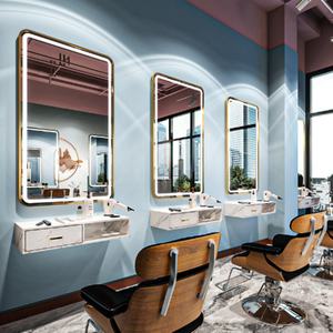 Barbershop Mirror Desk Hair <b>Salon</b> Special Wall Mounted Hair Mirror Simple European Style Hair Cutting Mirror - Product Image 6