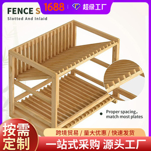 Bamboo <b>Dish</b> <b>Rack</b> 2 Tier With Knife Holder Quick Dry Multi Functional Kitchen Drainer For Utensils And <b>Dishes</b> - Product Image 5