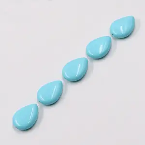 8~18mm Full Hole Flat Drop Back Stone Pure Blue Turquoise Cabochon Beads For DIY Jewelry