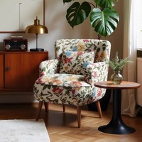 Canapé simple rétro américain Chaise Cadre en bois durable Tissu doux Rembourrage Mobilier de loisirs pour appartement Salle à manger Hôtel Villa