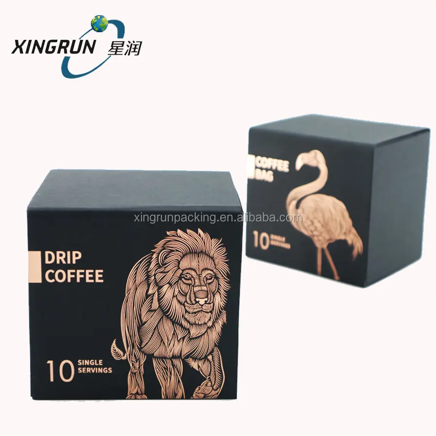 custom cardboard hanging ear drip bag kraft paper coffee mug packaging box