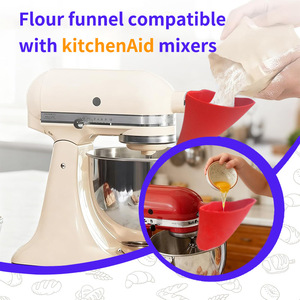 Silicone Flour Funnel Wide Mouth <b>Baking</b> <b>Accessory</b> For Kitchen Aid Mixer Red Black White - Product Image 3