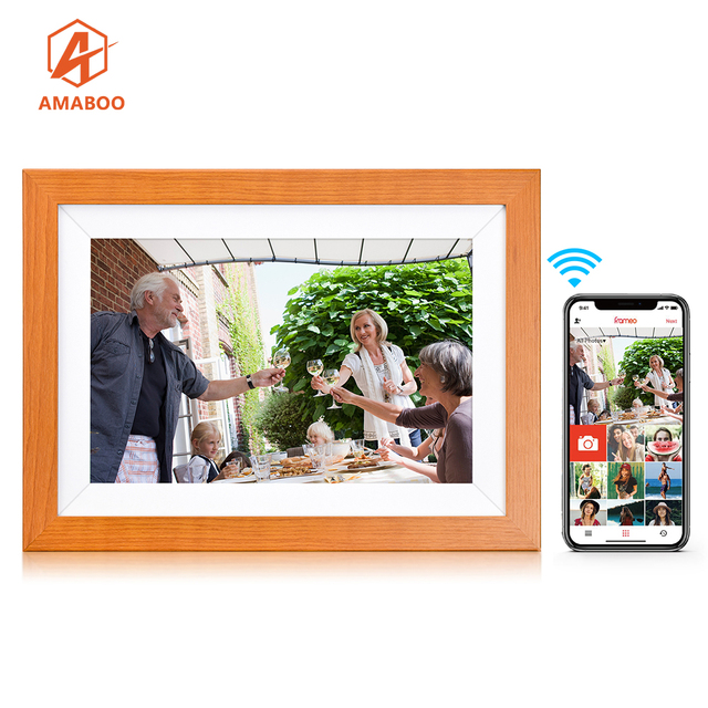 10 10.1 Inch Wood Touch Screen MP3 Video Playback WiFi Transparent Digital Photo Frame