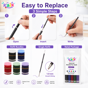 KAIX - Paquete de 10 Recargas de Bolígrafos de Gel de Colores Surtidos, 1.0 mm, Recargas de Tinta de Plástico para Bolígrafos de Gel, para Manualidades y Creación de Bolígrafos con Cuentas - Product Image 3