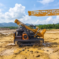Petite foreuse portative sur chenilles pour puits d'eau en roche dure de 300 m avec moteur diesel de 65 kW
