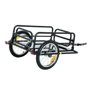 存储自行车拖车可折叠旅行载体，带反光镜胶轮黑色