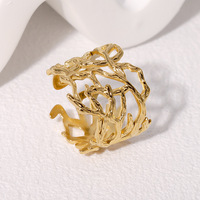 Minimalisti scher Edelstahl ring Schneller Versand 18 Karat Vergoldung Hohl Breitband Mode Ringe für Hochzeits schmuck