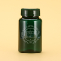 Bouteille de médicament vide transparente verte personnalisée de 80 ml, 100 ml, 120 ml avec couvercle pour pilules, capsules, boîte de rangement en plastique de qualité alimentaire