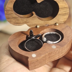 Heart-Shaped Wooden <b>Ring</b> <b>Box</b> Couple Slot Wedding <b>Ring</b> Holder for <b>Proposals</b> Anniversaries Engagements Romantic Gift Idea - Product Image 4