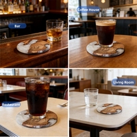 Sous-verre rond unique en résine et bois, sous-verre personnalisé pour tasses, tapis de bar pour café et bière, sous-verres personnalisables pour tables