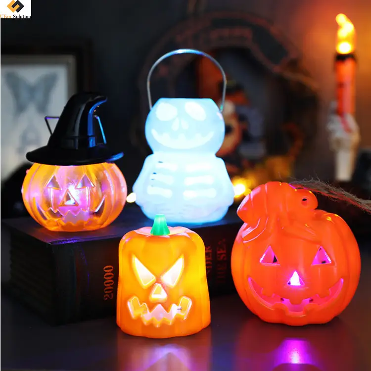 Halloween Skull Pumpkin Candle Light Halloween Orange Flameless Candle Lights LED Lamps Festival Decor Light per la festa di Halloween