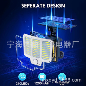 Solar Powered Wall Lamp <b>Led</b> 15.4cm 6.06inch <b>Motion</b> <b>Sensor</b> Outdoor Garage Street <b>Light</b> Waterproof For Home Use - Product Image 4
