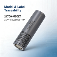 Batterie cylindrique au lithium-ion INR21700 M50LT 3,6V 5000mAh, batterie rechargeable 21700 haute performance