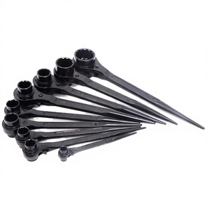 Black Plated Metric Carbon Steel OEM Reversible Pointed Tail Ratchet <b>Wrench</b> Double Socket Podger <b>Wrench</b> for Scaffold - Product Image 2