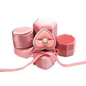 Wholesale Silk Ribbon <b>Gift</b> Jewelry Packaging Velvet Pink Ring Pendant Storage <b>Boxes</b> Jewelry <b>Boxes</b> With Multiple Shapes - Product Image 1