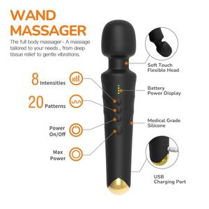 Massaggiatore a bacchetta Beige viola rosa caldo nero portatile ricaricabile USB senza fili di alta qualità per le donne - Product Image 2