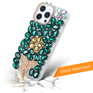Creative Floral Butterfly Diamond Design TPU Shockproof Glitter Decoration KINGSOUL KS1277 Mobile Phone Cases for 15 Pro - Product Image 4