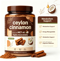 Gélules à marque privée OEM Cannelle de Ceylan avec huile MCT pour le soutien métabolique et l'équilibre quotidien