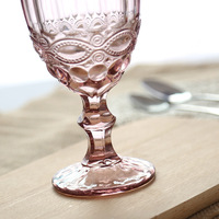 Vente en gros de vin rouge vintage à motifs de diamants pour verres à whisky et champagne Gobelets colorés épais à pieds hauts