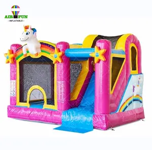 Airfun yeni varış parti şişme şato fedai ev 3D şişme oyun alanı unicorn combo fedai slayt