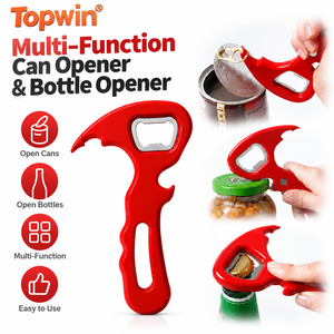 Abrelatas multifunción, abridor de botellas, abridor de tapas manual de plástico con inserto de acero inoxidable, herramienta de cocina portátil - Product Image 1