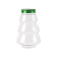 Bouteilles personnalisées en plastique PET de 500 ml (16 oz) en forme de sapin de Noël pour le stockage de sodas, lait, thé, jus, avec bouchon à vis, qualité alimentaire, sans BPA