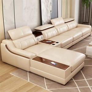 Apartamento de estilo nórdico italiano europeo, instalaciones de ocio, sala de estar, conjunto de sofá de esponja suave, muebles, sofá de cuero genuino - Product Image 3