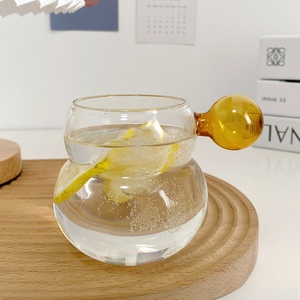 Tazza in <span class=keywords><strong>Vetro</strong></span> Borosilicato a Strato Singolo, Forma a Zucca Carina con Manico Colorato, per Succhi, Latte e Acqua - Product Image 4
