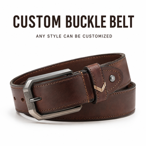 <span class=keywords><strong>Cintura</strong></span> in Pelle di Vacchetta <span class=keywords><strong>Marrone</strong></span> <span class=keywords><strong>Scuro</strong></span> Personalizzata con Fibbia in Lega di Zinco, Resistente e Vintage, <span class=keywords><strong>Cintura</strong></span> Casual da Uomo per Outfit - Product Image 1