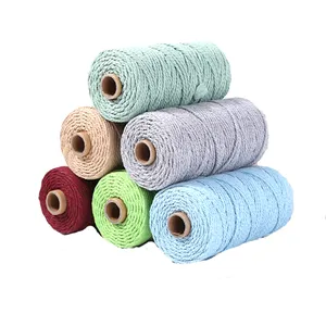 Cuerda de macramé de 3mm, hilo de algodón suave para ganchillo hecho a mano, patrón versátil, bolsas de cordón, zapatos, prendas, textiles para <span class=keywords><strong>el</strong></span> hogar, acabado recubierto - Product Image 1