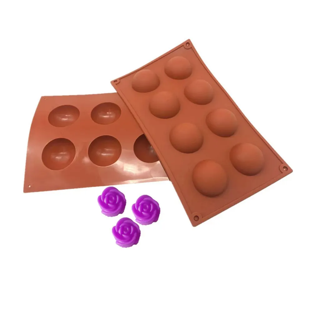 चॉकलेट बनाने के लिए ONEQUAN 8 छेद वाले मीडियम सेमी स्फेयर सिलिकॉन मोल्ड्स हाफ स्फेयर सिलिकॉन बेकिंग मोल्ड्स