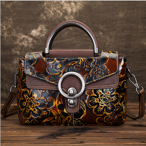 新工厂直销真皮复古名人风格女包立体浮雕单肩手提斜挎包 - Product Image 6