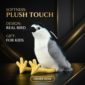 Juguete de Peluche de Garza Nocturna de 24 cm, Diseño Realista, Algodón PP, Fabricación Profesional ODM OEM, para Exhibición en Zoológicos - Product Image 1