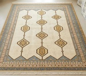 Elegant Boho Geometric <b>Natural</b> Wool <b>Rug</b> with Vintage Inspired Design for Bedroom Hallway Designer Interiors Boutique Hotels - Product Image 3