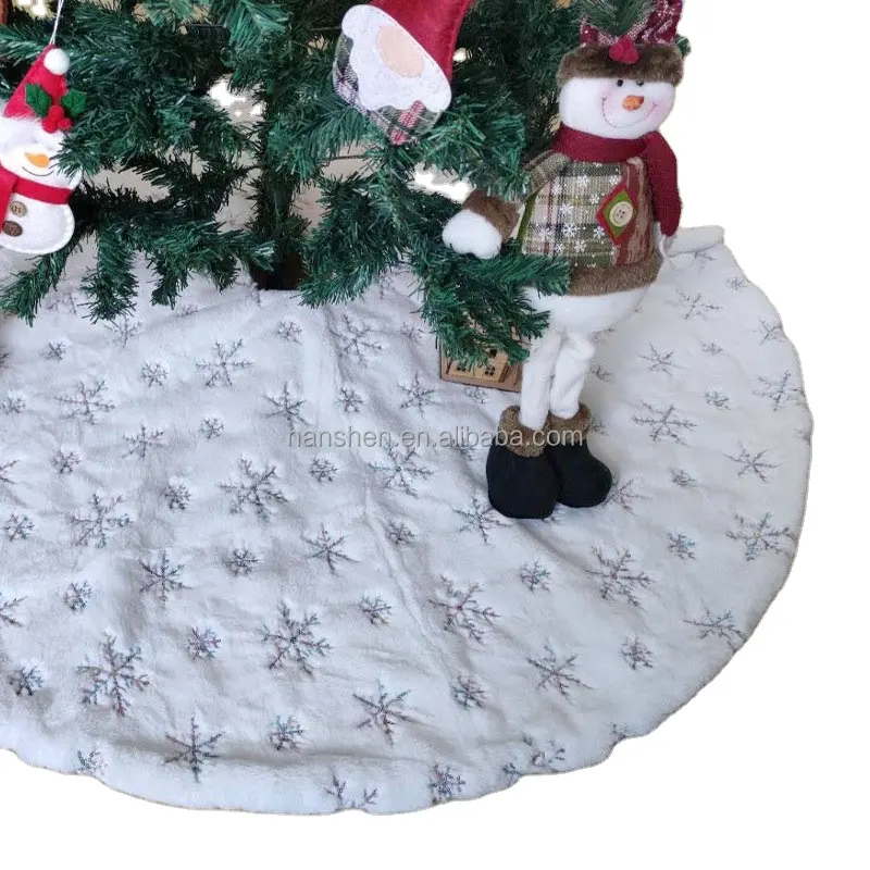 Бланковые цветные коврик под рождественскую елку, расшитые блестками, с вышивкой в виде снежинок для праздника украшение дома