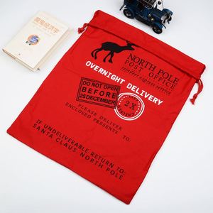 Sacs en toile de Noël avec cordon de serrage pour cadeaux de fête et rangement de bonbons – Grande sacoche en coton avec cordon de serrage, sac du Père Noël – Vente chaude directe usine - Product Image 3