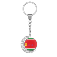 Porte-clés rotatif personnalisé en forme de lune, cadre creux en alliage, double face, drapeau de Niue, pour souvenir touristique de collection