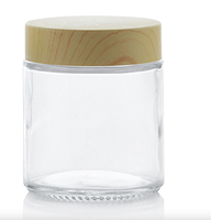 Pot en verre transparent vide pour crème, 5ml, 10ml, 30ml, 50ml, 100ml, avec bouchon en bois mat noir, blanc, or, argent, joint intérieur, vente en gros de cosmétiques