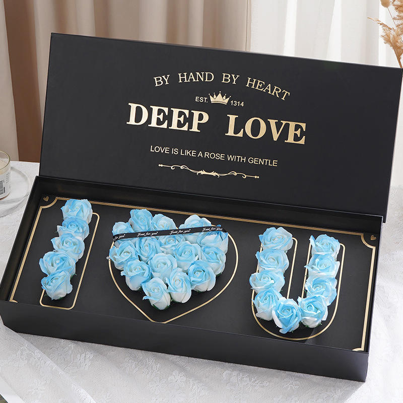 กล่องของขวัญสีดำ Heart Language Wish + สีน้ำเงินน้ำแข็งแตก