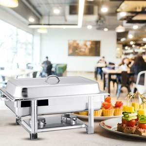 DB Stainless Steel Triple <b>Tray</b> for Catering & <b>Food</b> <b>Warmer</b> Serving <b>Trays</b> for Buffets & Events - Product Image 3