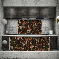 Artoid Mode Ensemble de 2 tapis de cuisine motif champignons noirs et papillons printaniers, pour la décoration intérieure, à profil bas, avec support en caoutchouc, fabriqué à la machine, 17x29 17x47