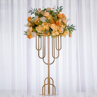 Support de fleurs rond en métal doré de 90 cm de haut, de qualité supérieure, pour centres de table et décorations de mariage et de fête (vente en gros)